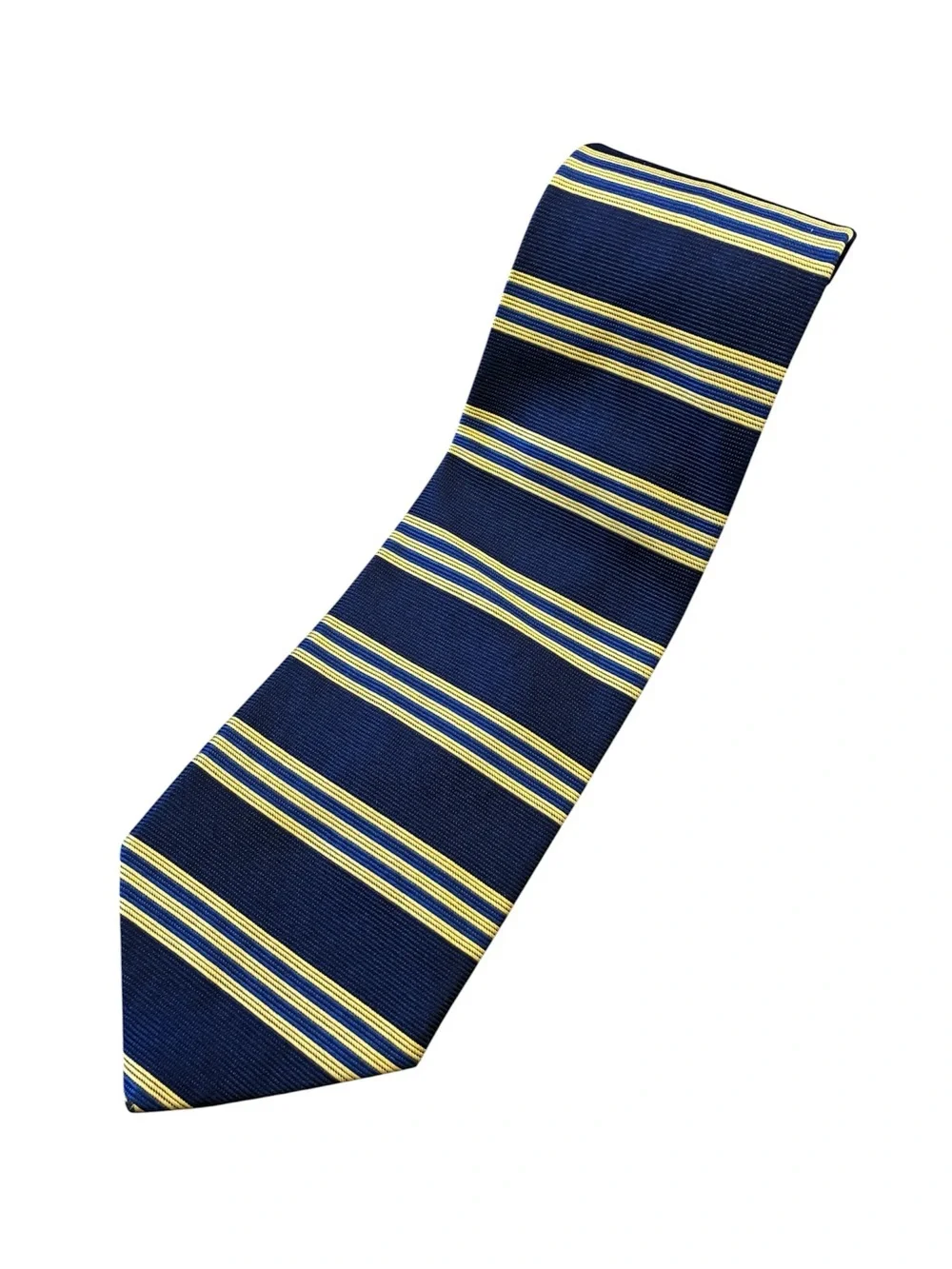 Brooks Brothers Makers BLUE Gold Striped Silk Necktie Tie Made In USA